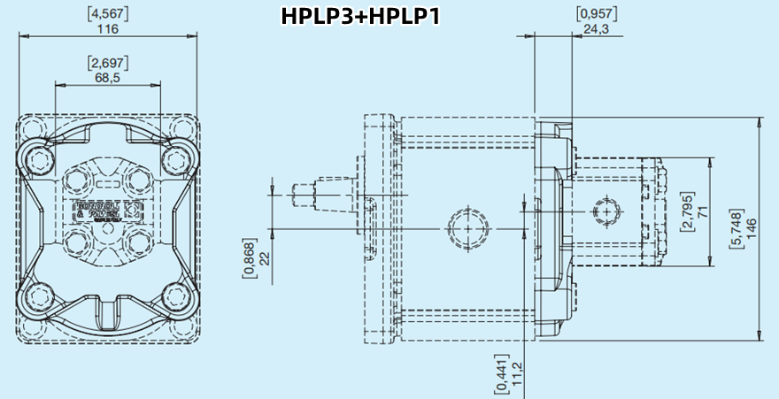 Bondioli＆Pavesi邦贝HPLP3+HPLP1多级齿轮泵尺寸