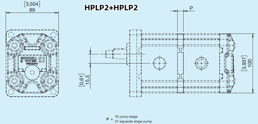 Bondioli＆Pavesi邦贝HPLP2+HPLP2多级齿轮泵尺寸