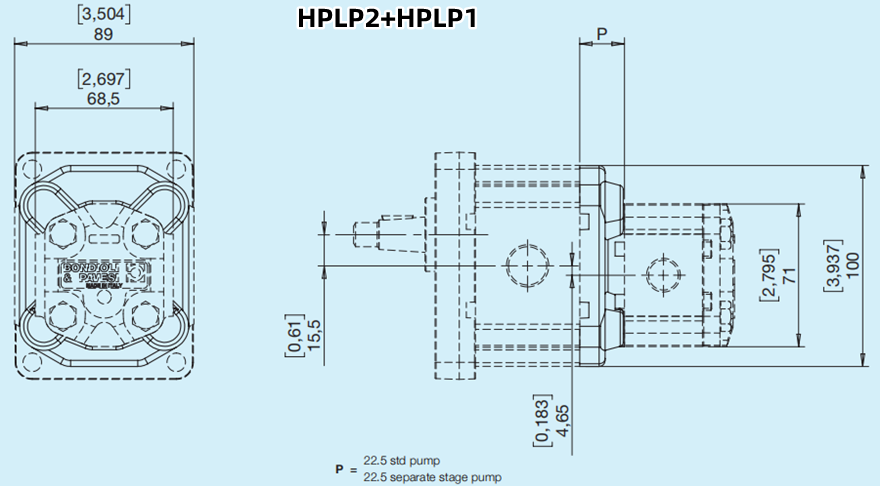 Bondioli＆Pavesi邦贝HPLP2+HPLP1多级齿轮泵尺寸