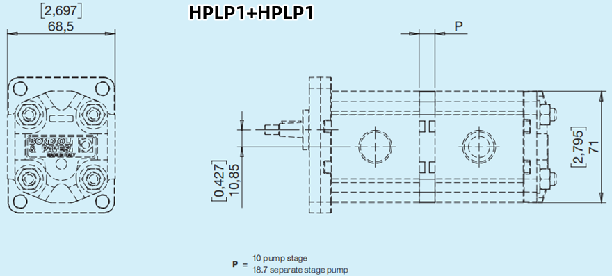 Bondioli＆Pavesi邦贝HPLP1+HPLP1多级齿轮泵尺寸