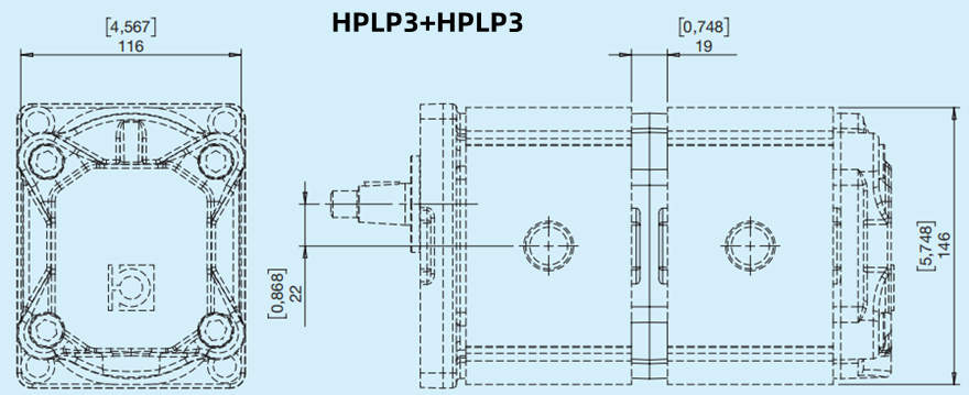 Bondioli&Pavesi邦贝HPLP3+HPLP3多级齿轮泵尺寸