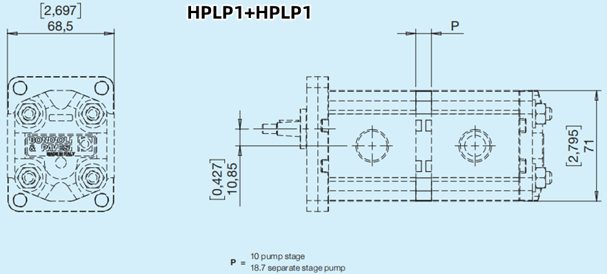 Bondioli&Pavesi邦贝HPLP1+HPLP1多级齿轮泵尺寸